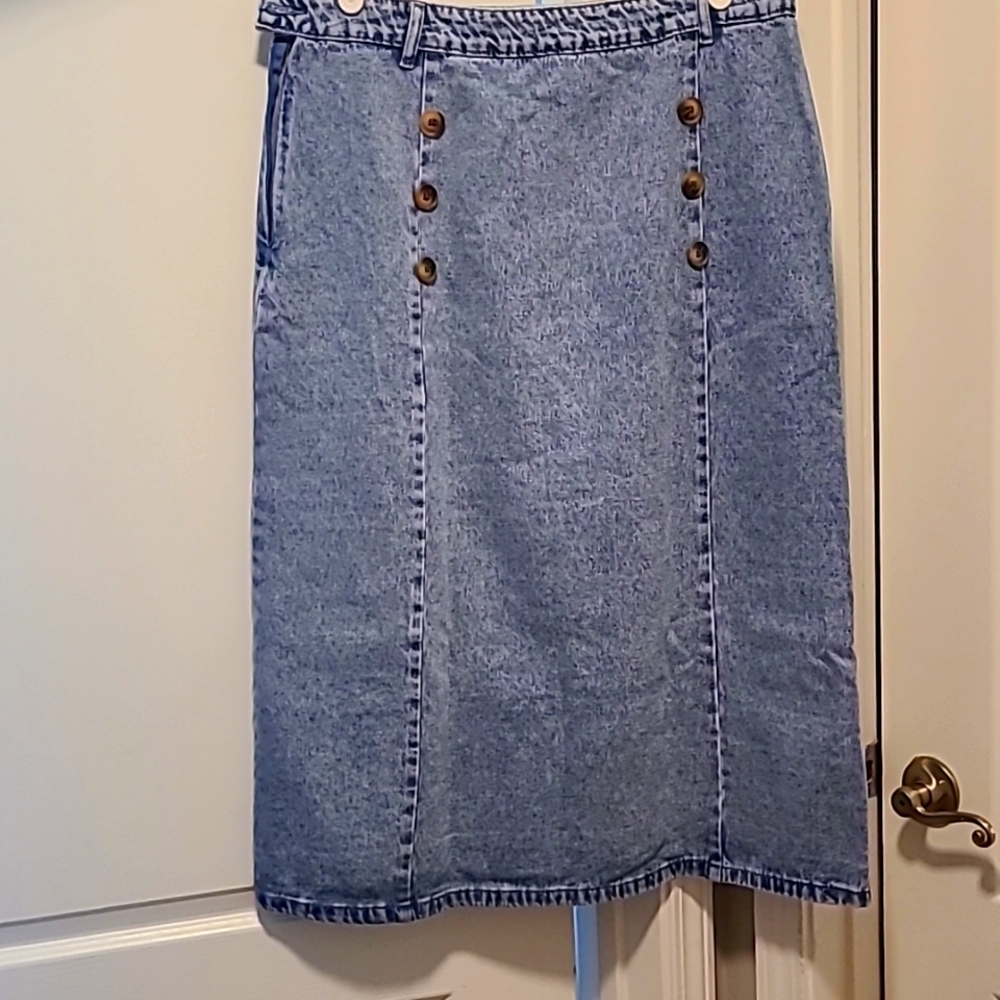 Denim midi length skirt